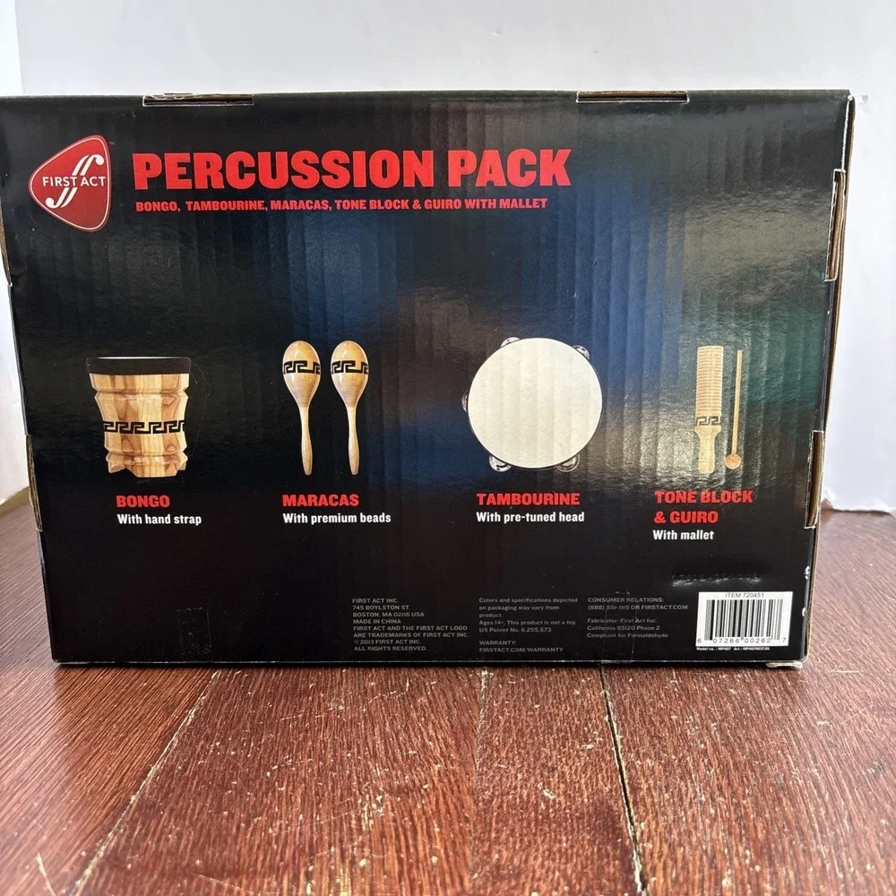 First Act Percussion Pack Unique Collection of‎ Rhythm Instruments NIB 2013